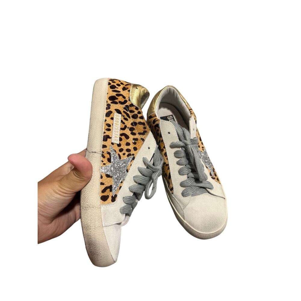 Leopard Print and Sparkly Star Sneakers Size 8